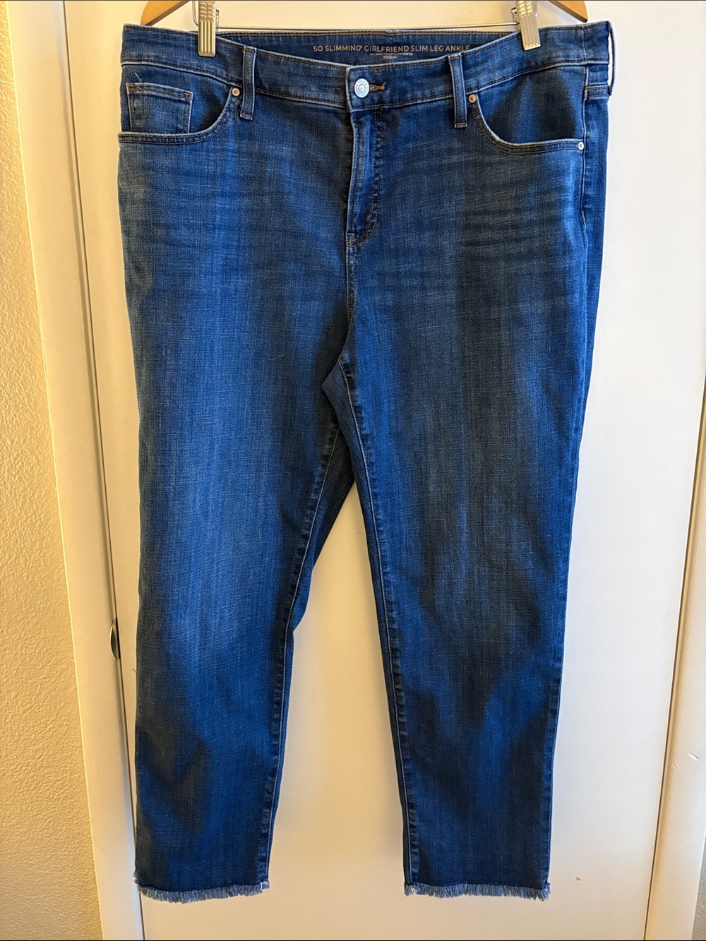 Chico's Dark Blue Cotton So Slimming Girlfriend Slim Leg Ankle SZ 16R (3)